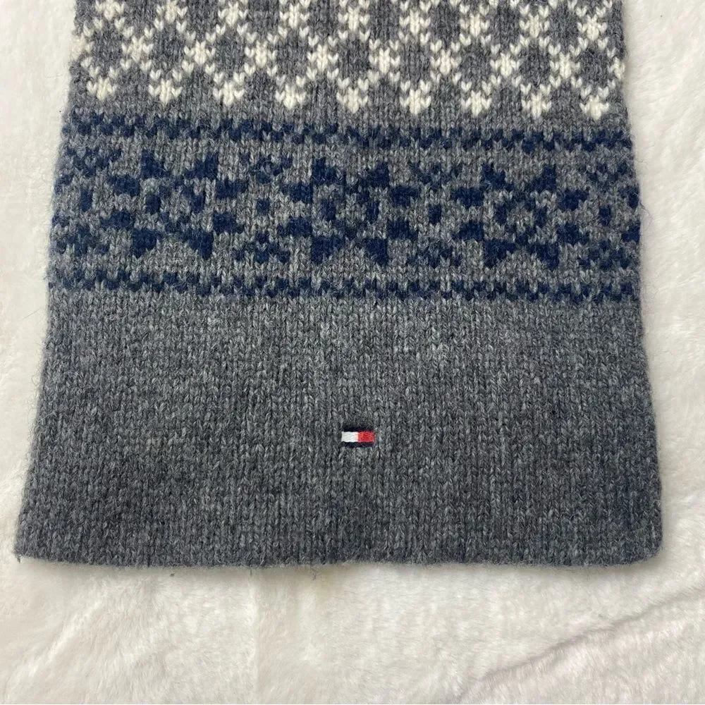 Tommy Hilfiger Wool Blend Gray White Scarves